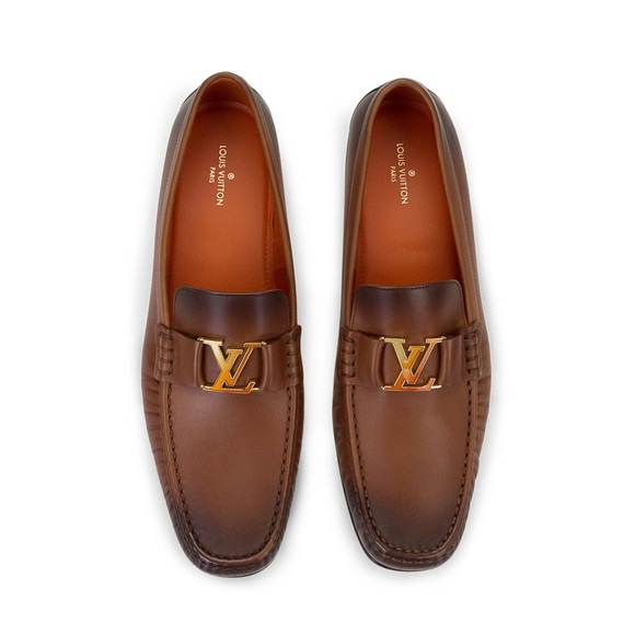 Louis Vuitton Cognac Brown Waxed Leather Montaigne Loafers sz 15 - Picture 2 of 16